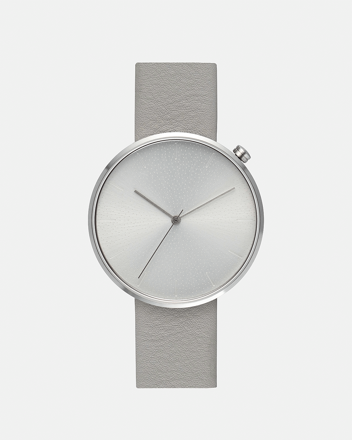 38mm Plaster Leather Brushed Steel Watch