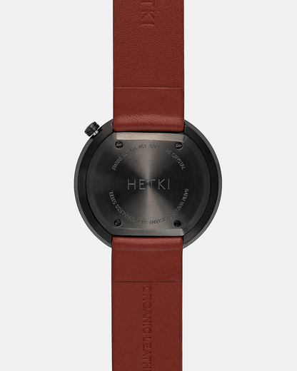 38mm Burgundy Leather Brushed Black Watch