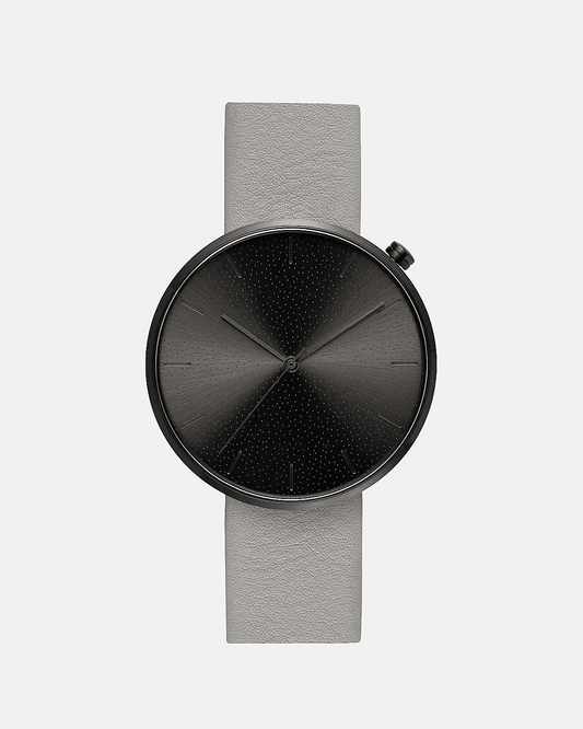 38mm Plaster Leather Brushed Black Watch