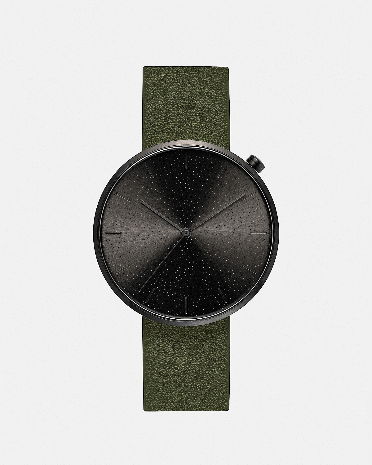 38mm Olive Leather Brushed Black Watch