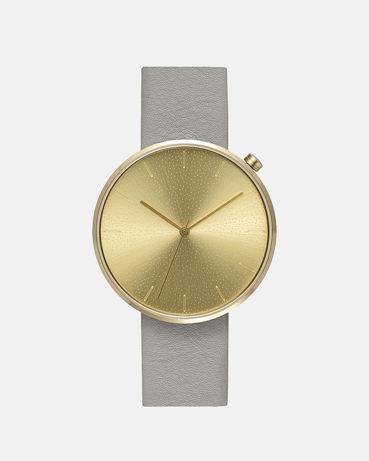 38mm Plaster Leather Brushed Gold Watch