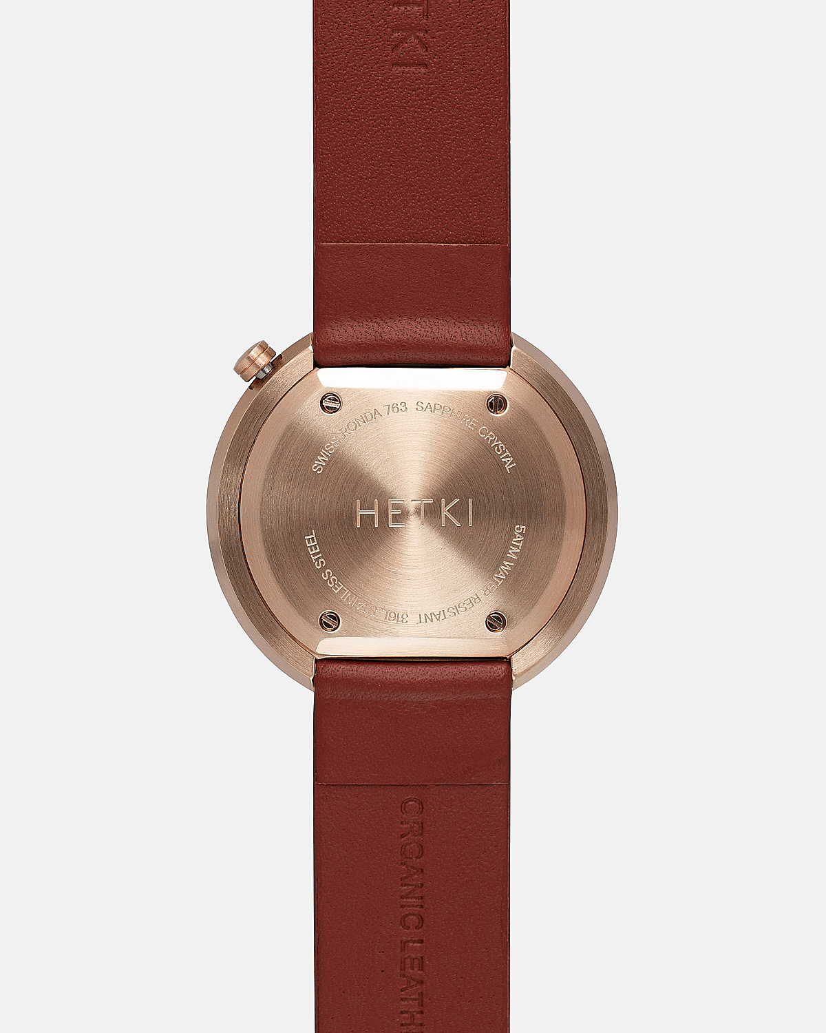 38mm Burgundy Leather Brushed Rose Gold Watch