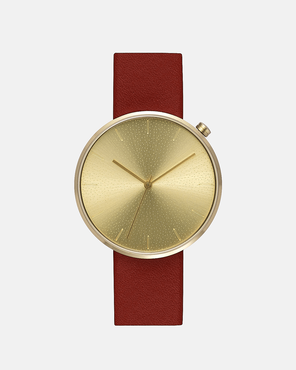 38mm Burgundy Leather Brushed Gold Watch