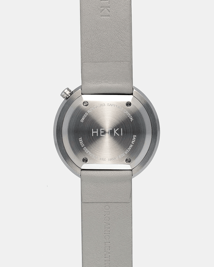 38mm Plaster Leather Brushed Steel Watch