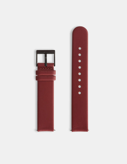 Burgundy Full-Grain Organic Leather Straps/Black Buckle