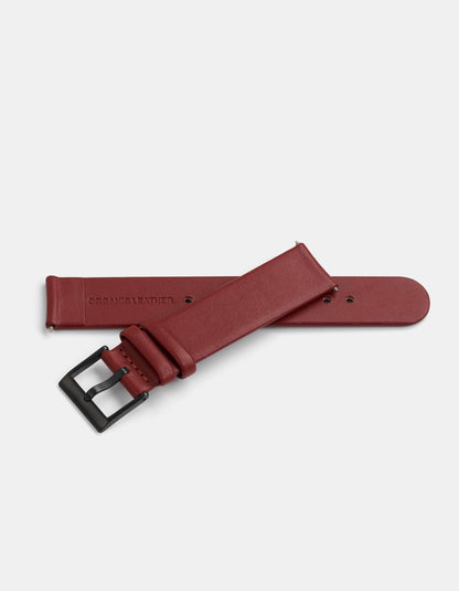 Burgundy Full-Grain Organic Leather Straps/Black Buckle