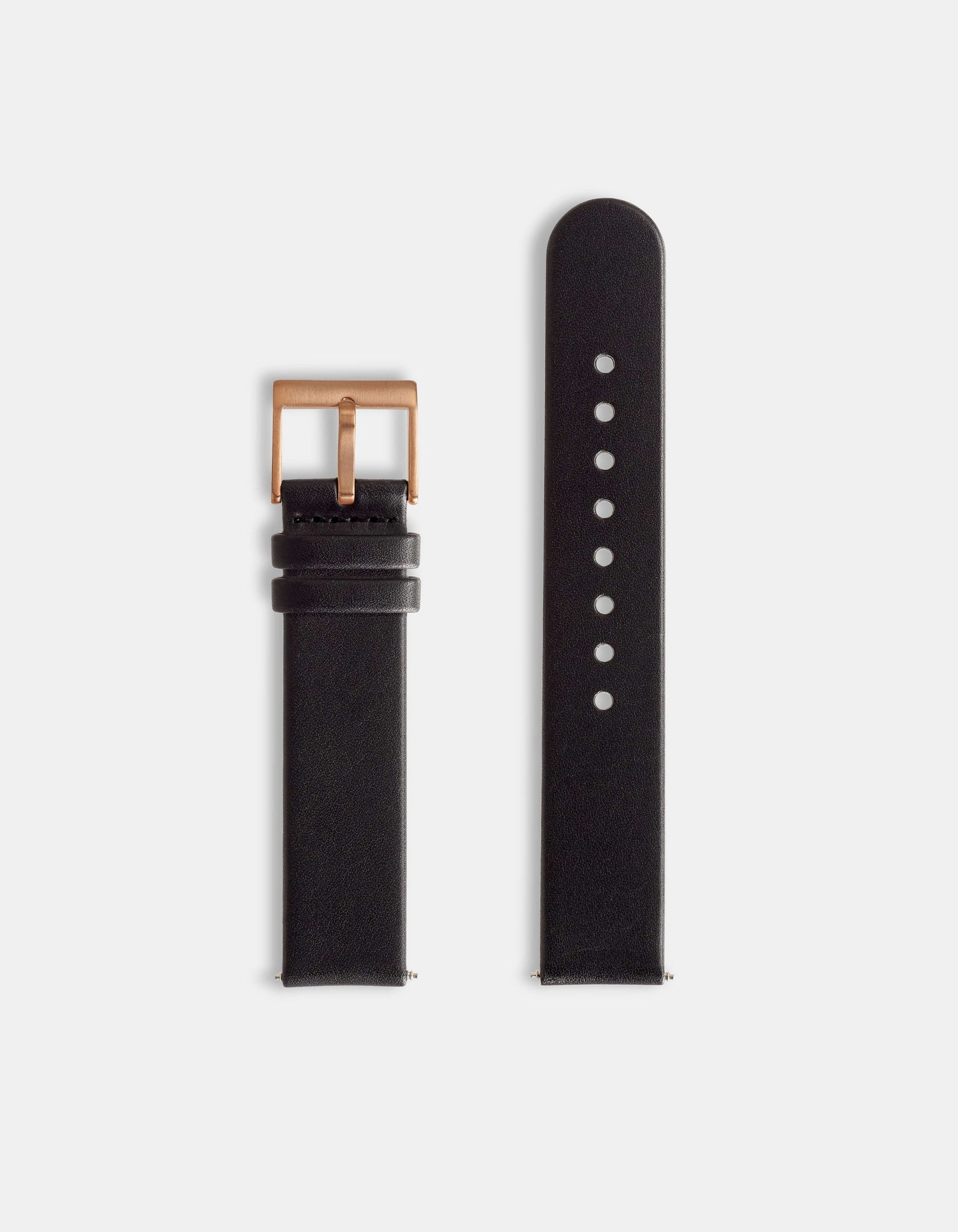 Black Full-Grain Organic Leather Straps/Rose Gold Buckle