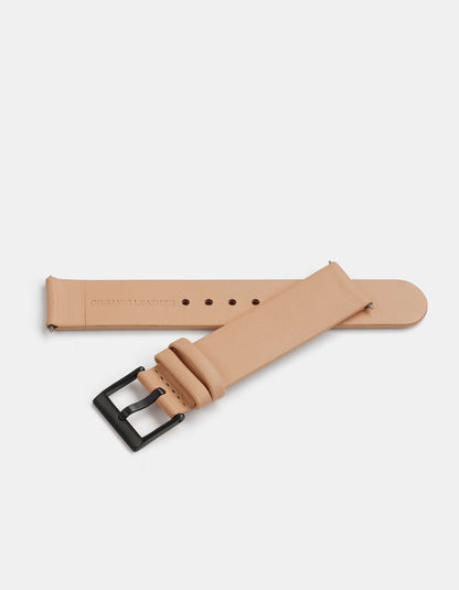 Natural Full-Grain Organic Leather Straps/Black Buckle