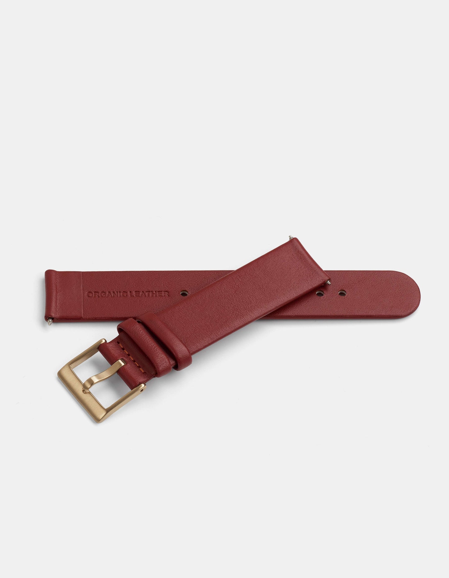 Burgundy Full-Grain Organic Leather Straps/Gold Buckle