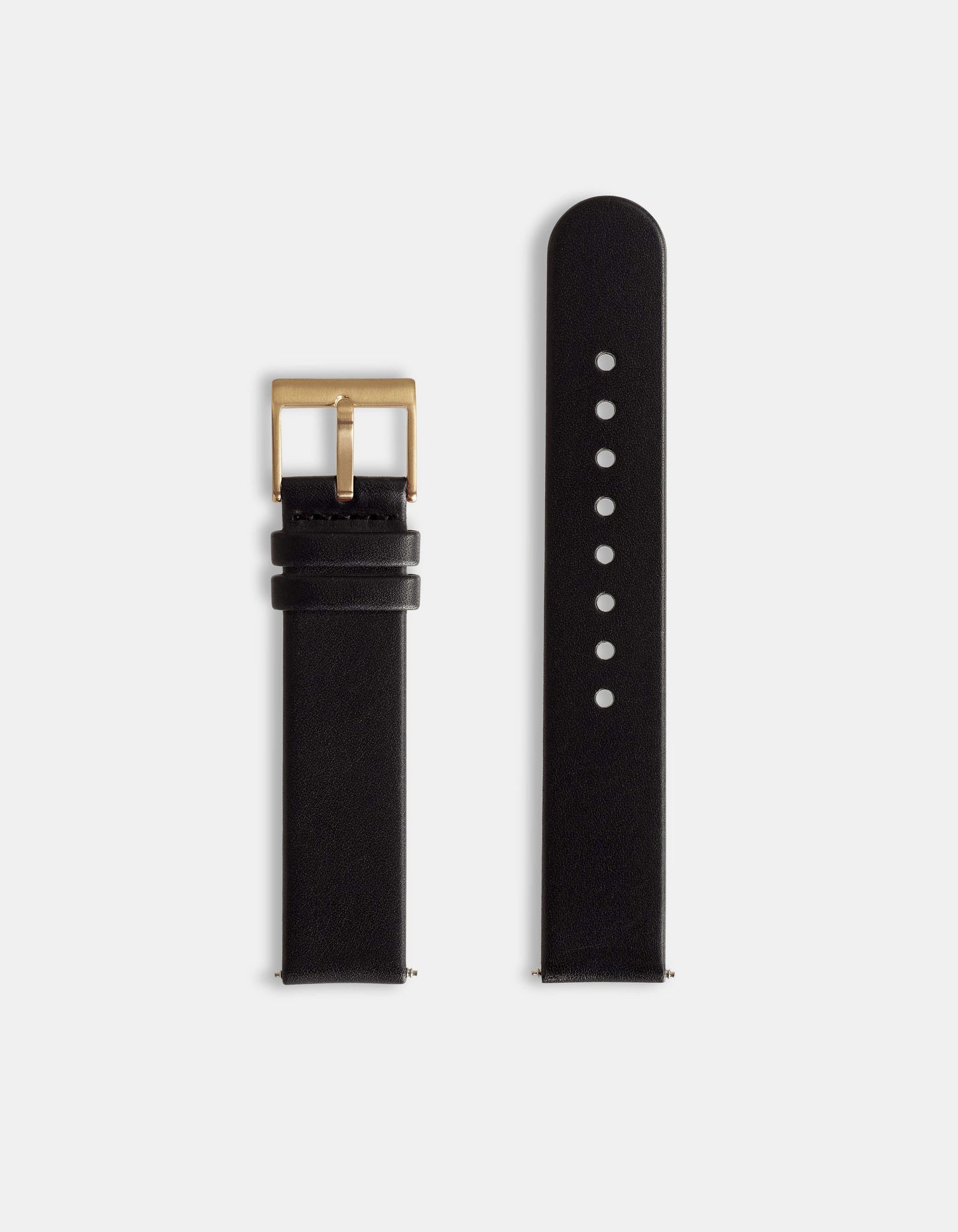 Black Full-Grain Organic Leather Straps/Gold Buckle