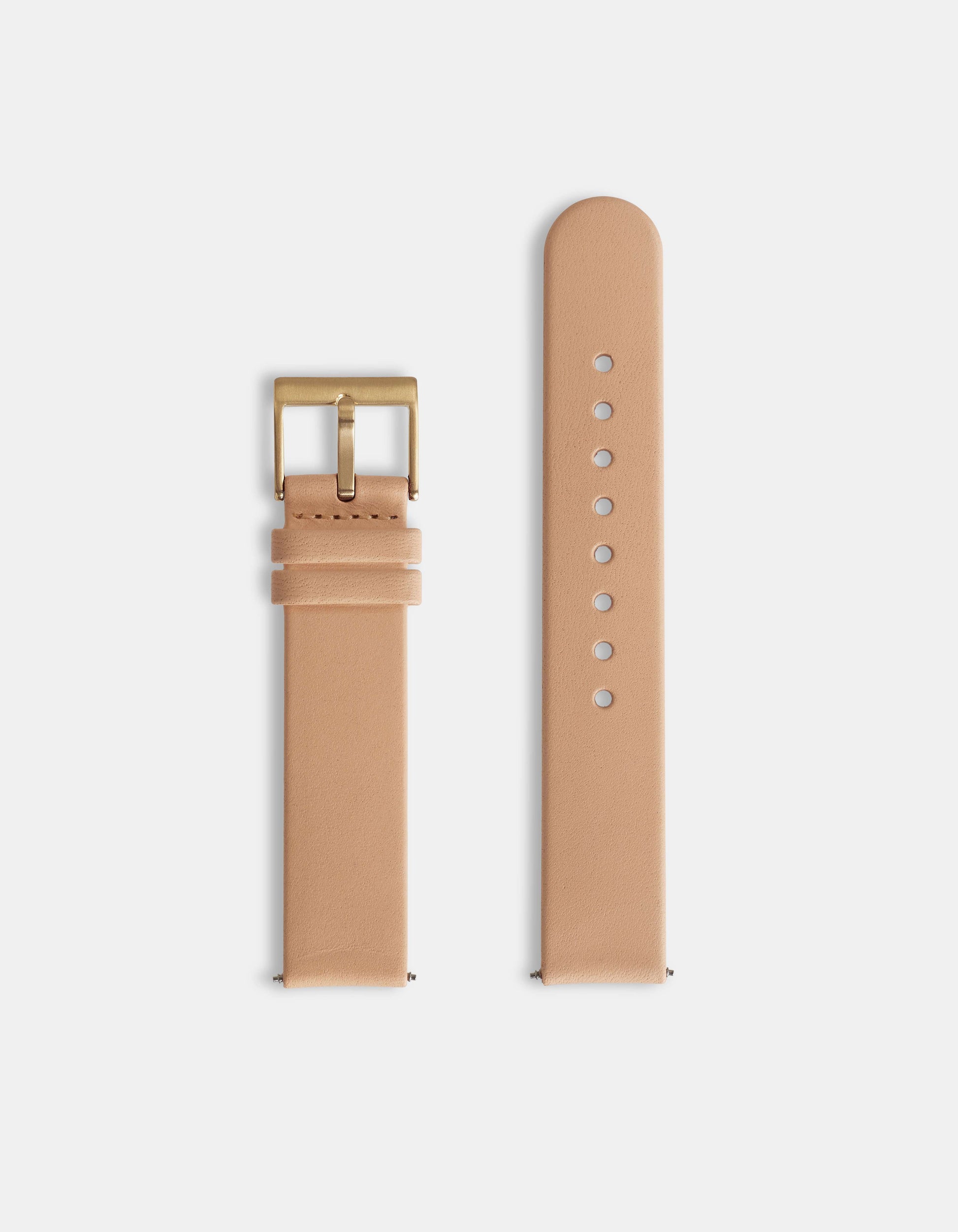 Natural Full-Grain Organic Leather Straps/Gold Buckle